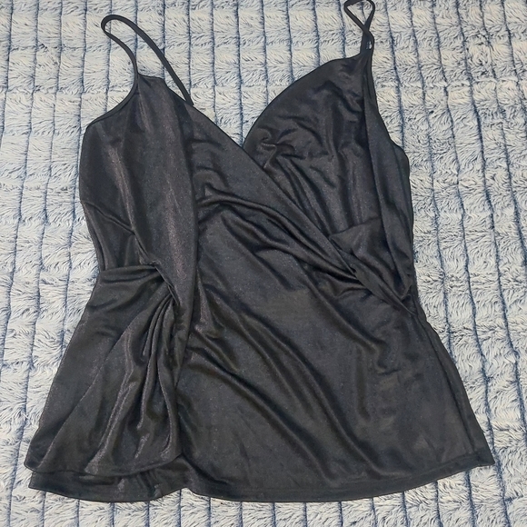 Libian Wrap front black shimmery top 3XL - Picture 1 of 6